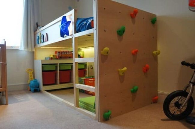 Plywood Climbing Holds Bed Ladder