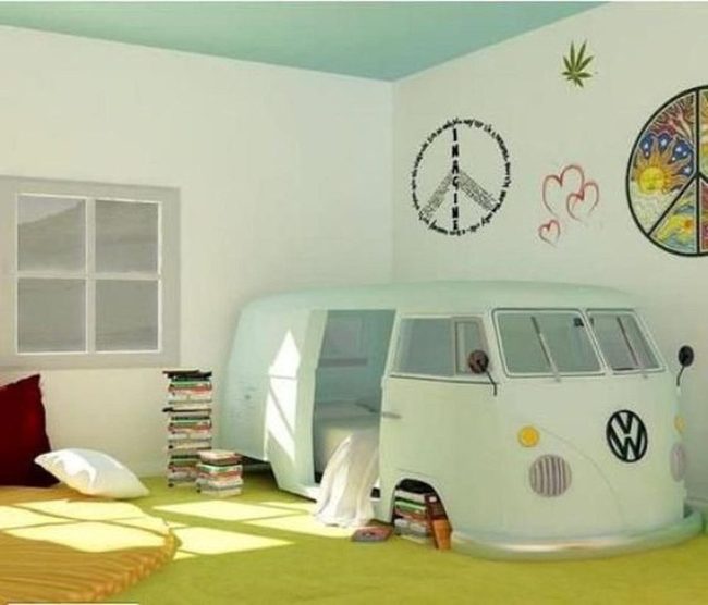 Yellow Floor Meets Van Bed