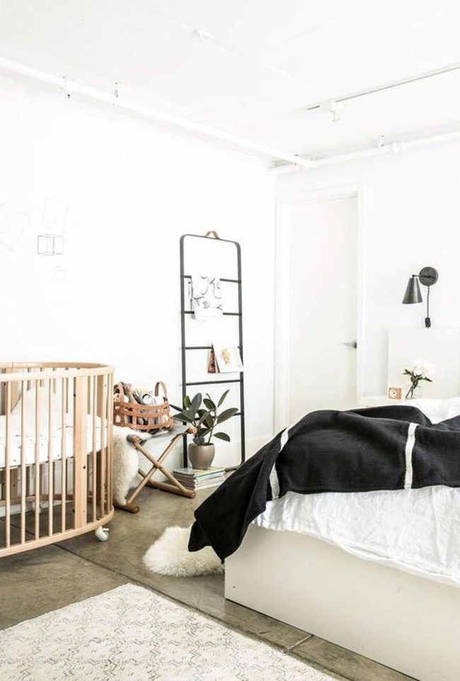 White Walls, Black Accents, Concrete Floors