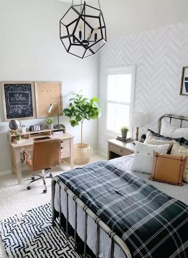 Black Metal Bed With Plaid Warmth