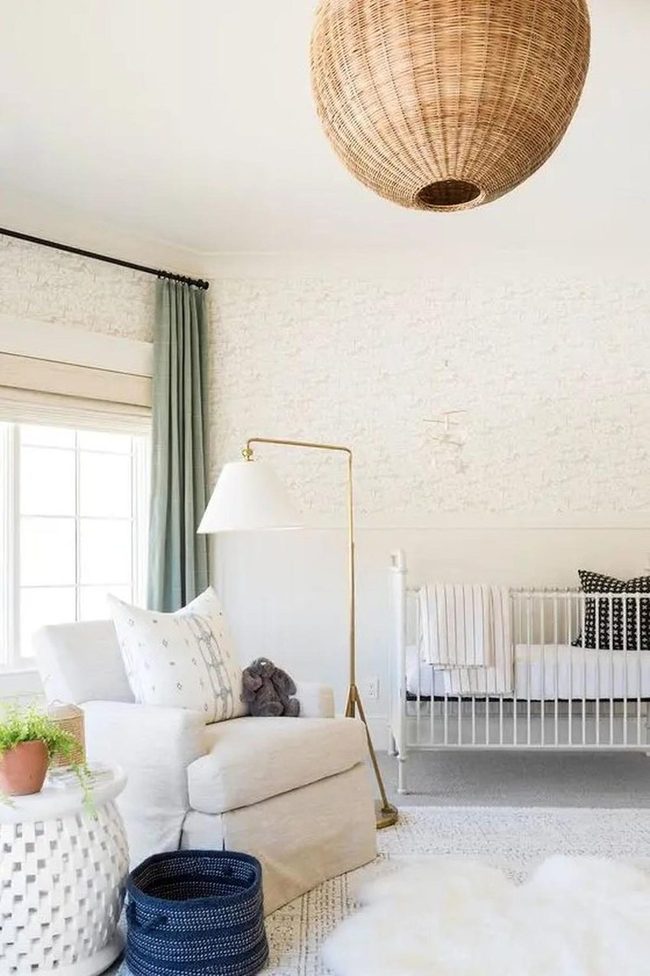 White Nursery With Green Window Accents