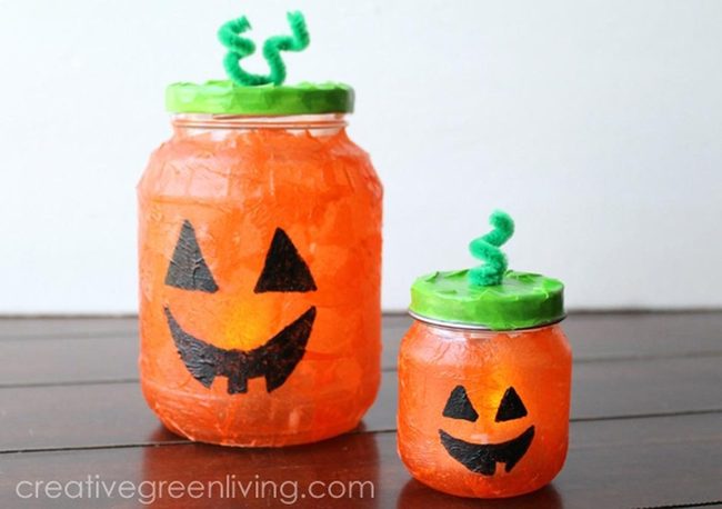 Orange Glowing Pumpkin Jars