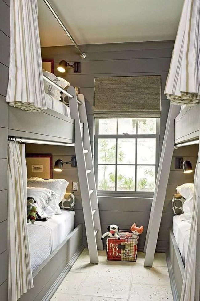 Gray Wood Bunk Beds Privacy