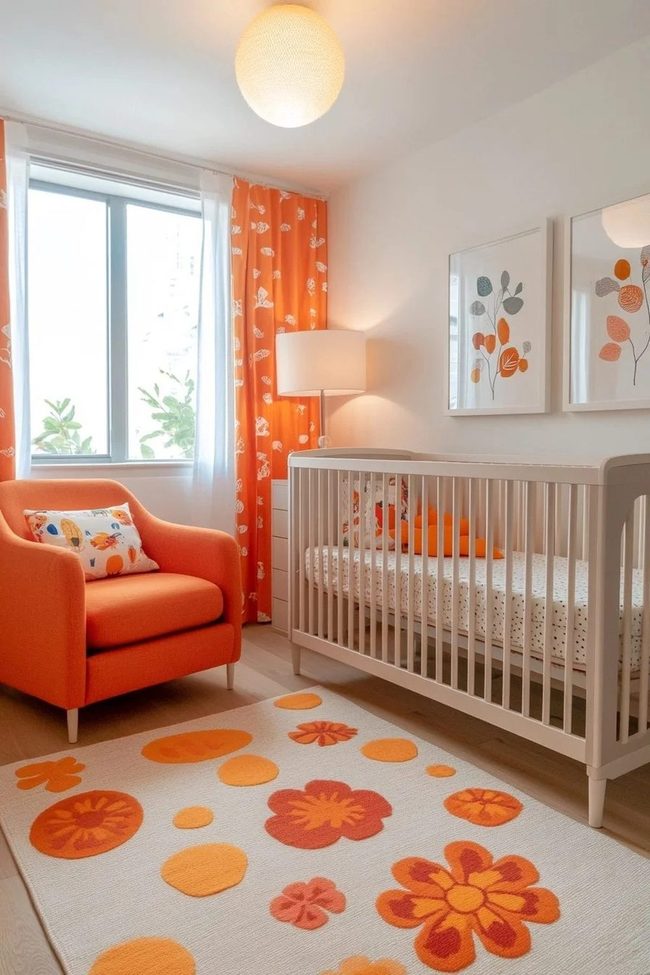 Orange Floral Nursery Sanctuary