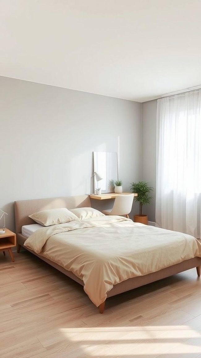 Neutral Gray and White Teen Bedroom