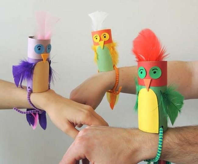 Colorful Paper Tube Parakeets