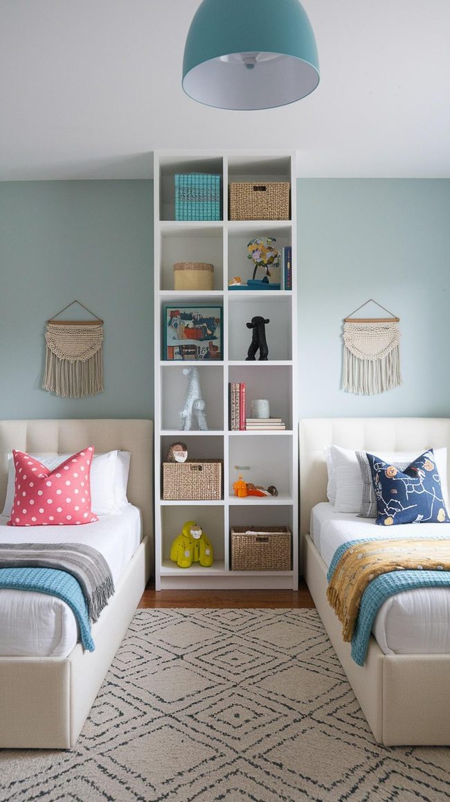 Twin Beds Creating Separate Zones