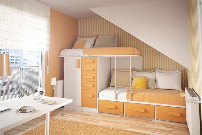 Orange Bunk Beds, Maximum Storage
