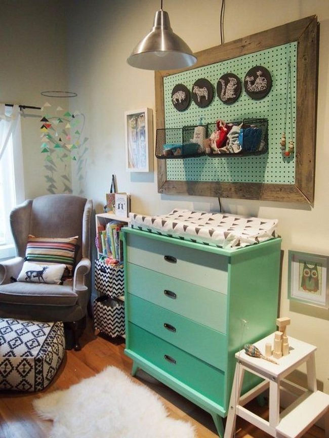 Green Dresser with Geometric Changing Pad