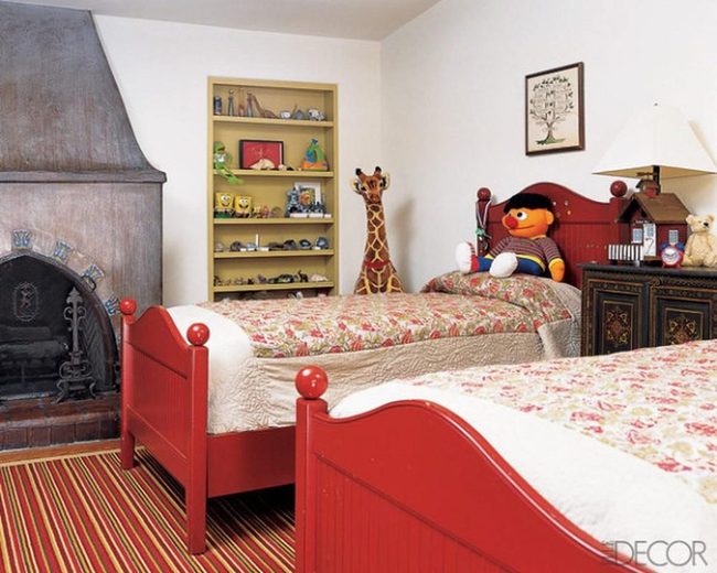 Red Quilted Twin Beds