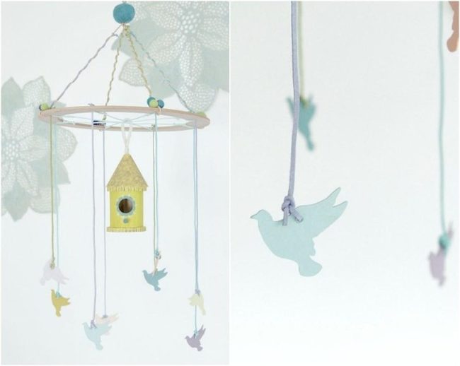 Wooden Birds Yellow Mobile