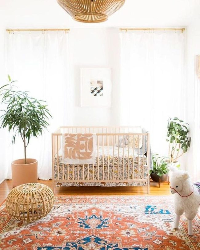 Sunlit Nursery With Wood And Woven Details