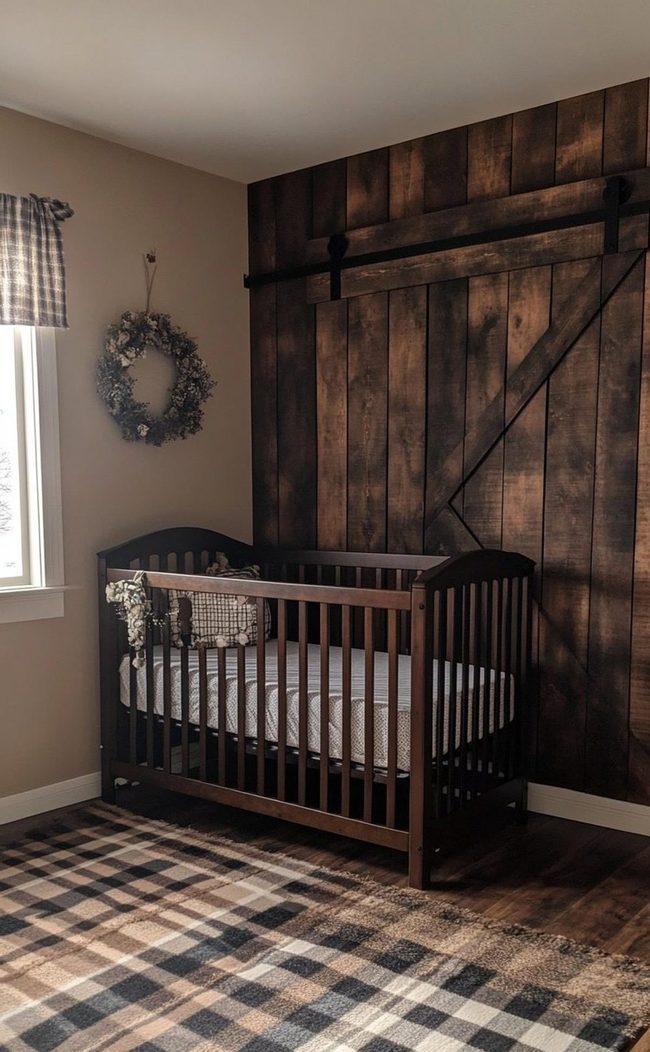Dark Untreated Timber Crib Barn Nursery