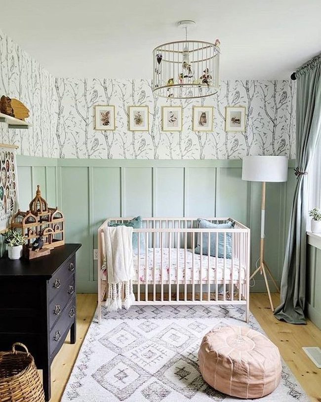 Sage Green Nursery With Natural Wood