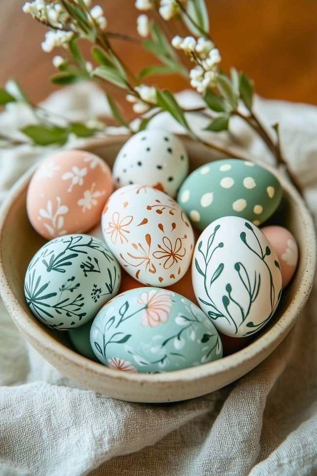 Wax-Dyed Eggs With Intricate Patterns