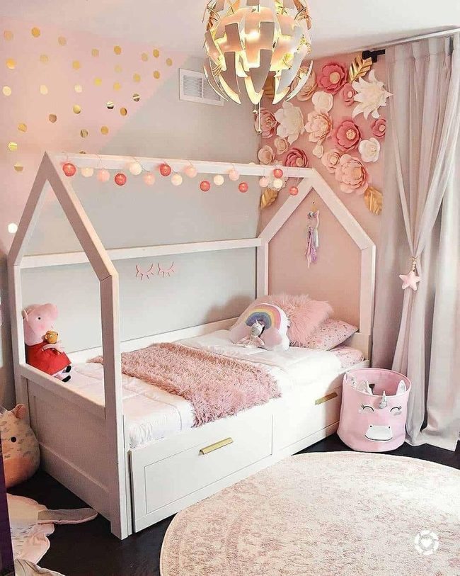 Pink Paper Flowers Bedroom