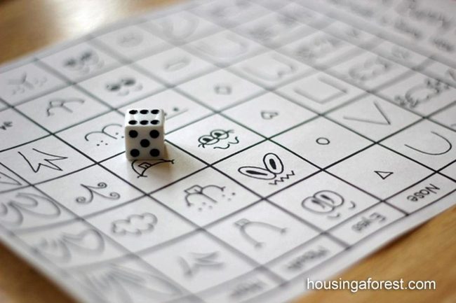 White Dice Black Ink Wood