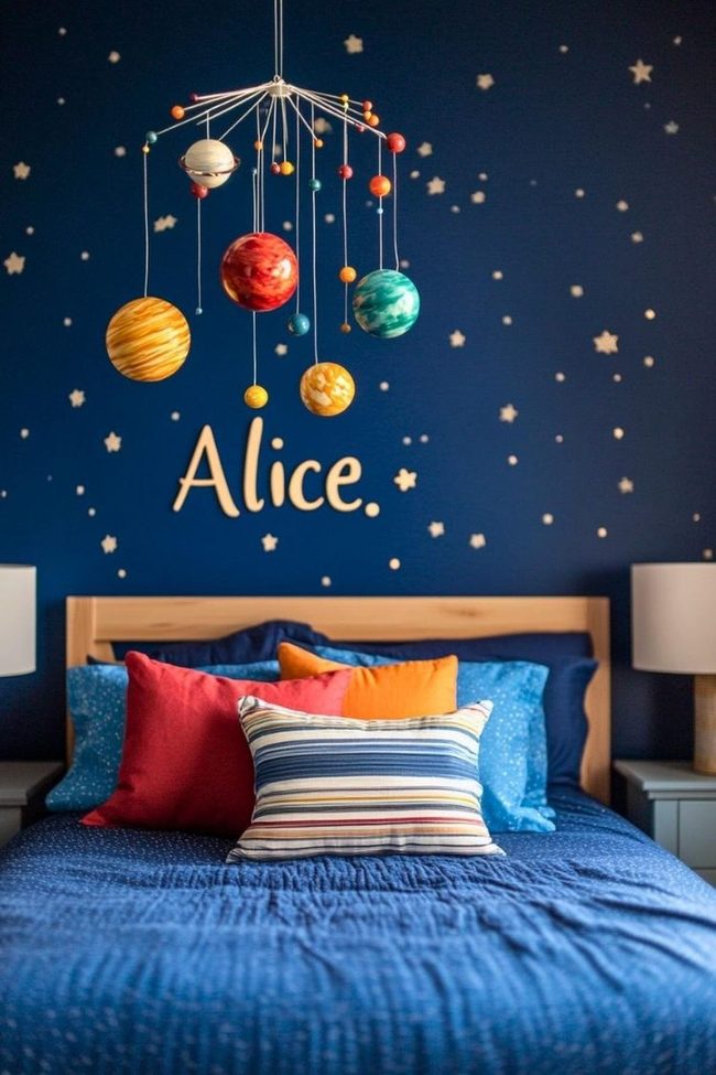 Purple And Blue Starry Night Mural
