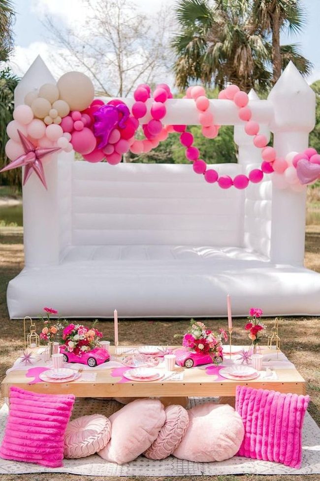 Pink Balloon Bounce House Party