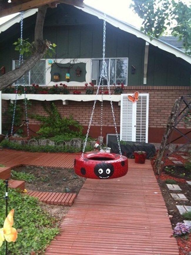 Red Ladybug Tire Swing