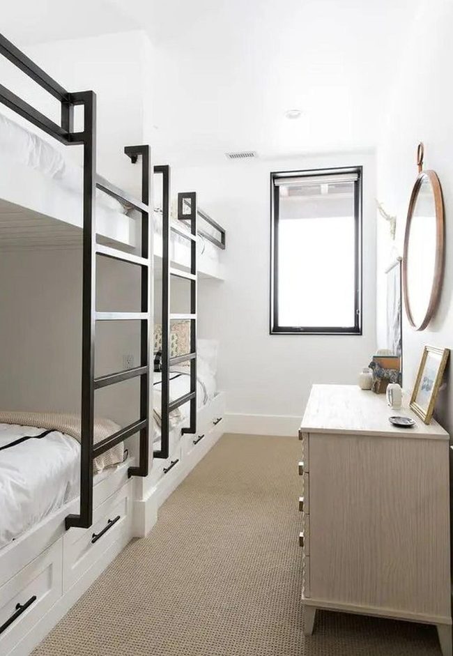 Black Metal Bunk Beds, Bright White Walls