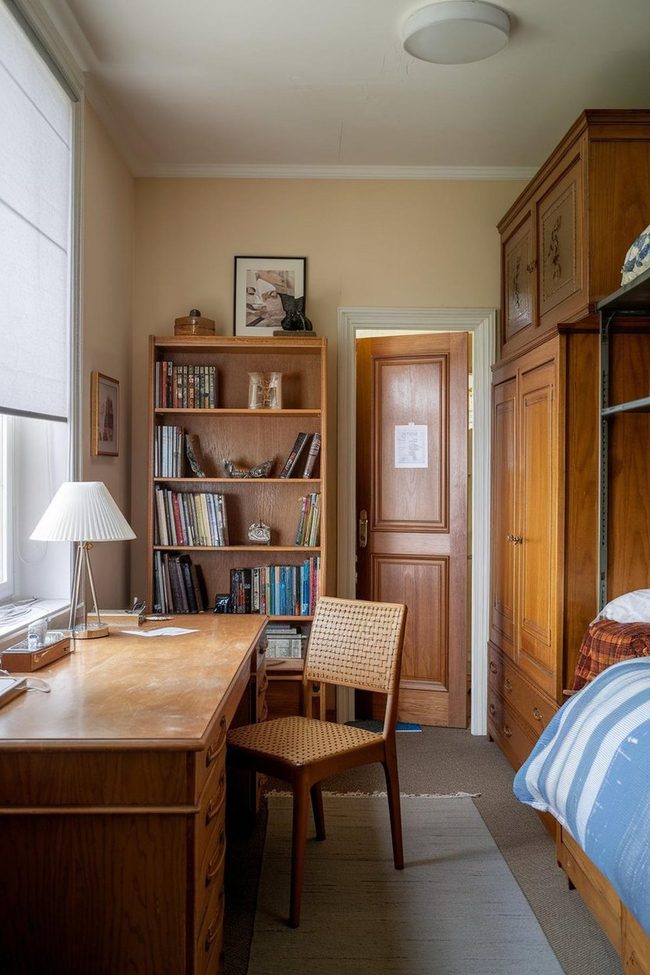 Wooden Desk With Living Plant