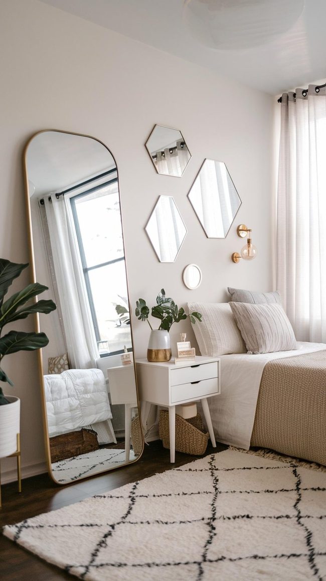 Rope-Suspended Round Mirror Boho