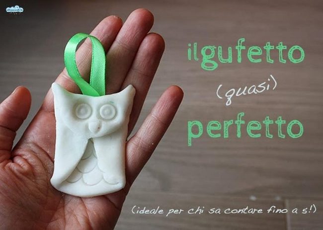 White Ceramic Owls, Green Ribbon Details