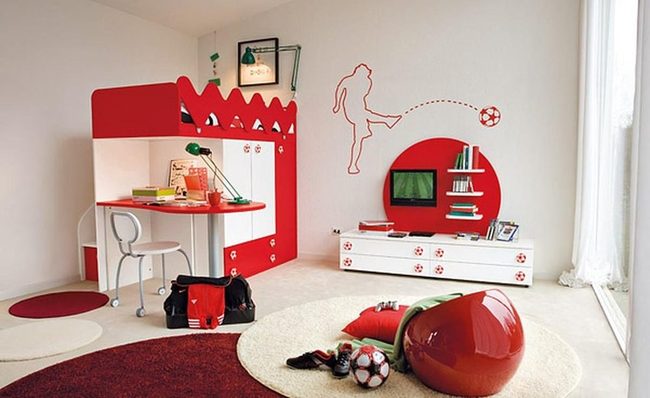Red White Round Shelves