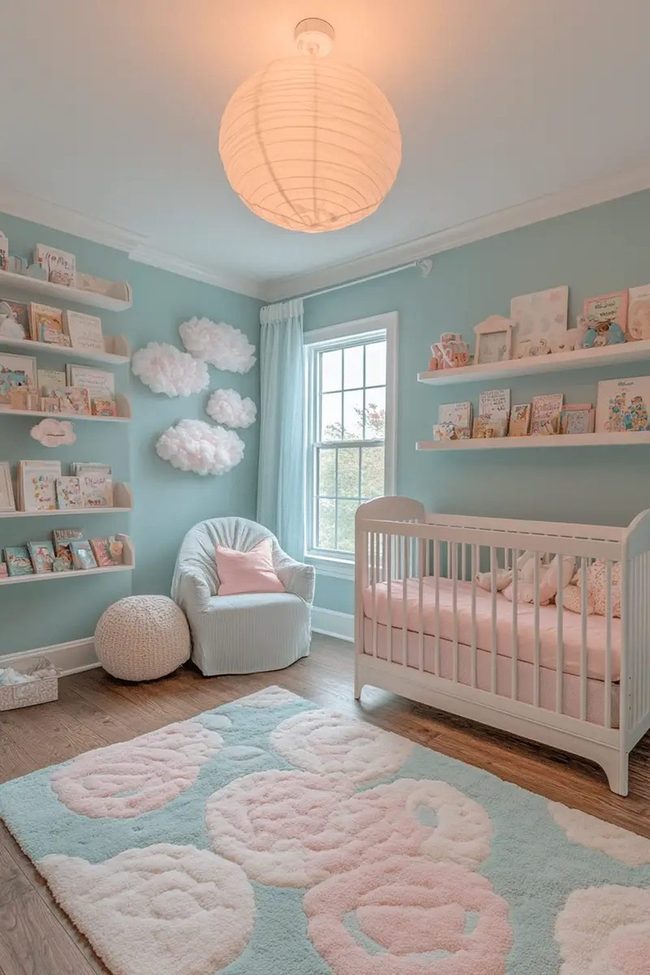 Pastel Clouds Nursery Bedroom