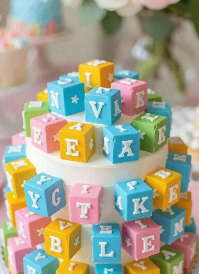 Personalized Letter Blocks Cake Topper