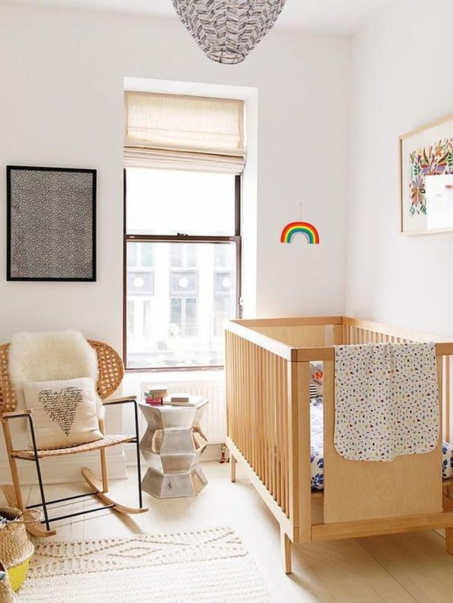 Light Wood And Rainbow Nursery