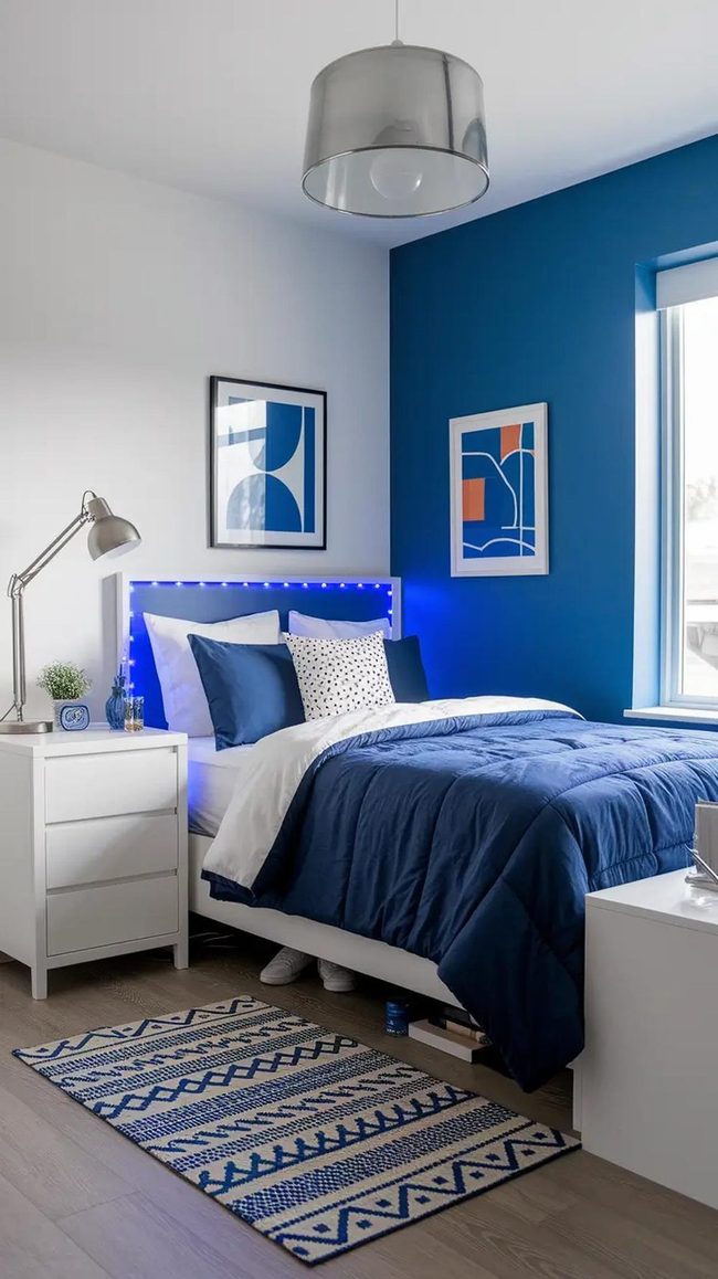 Blue Dorm Room Layering Approach