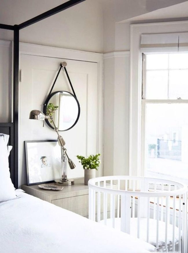 Sunlit Nursery With Modern Black Accents