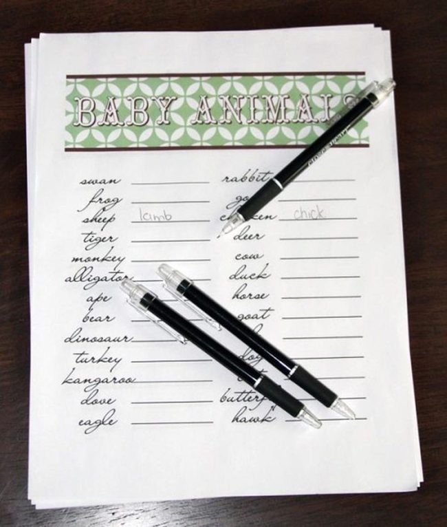 Baby Animals Learning Sheet