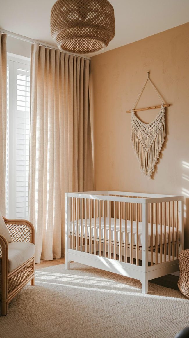 Beige Nursery With Dried Grass Chandeliers