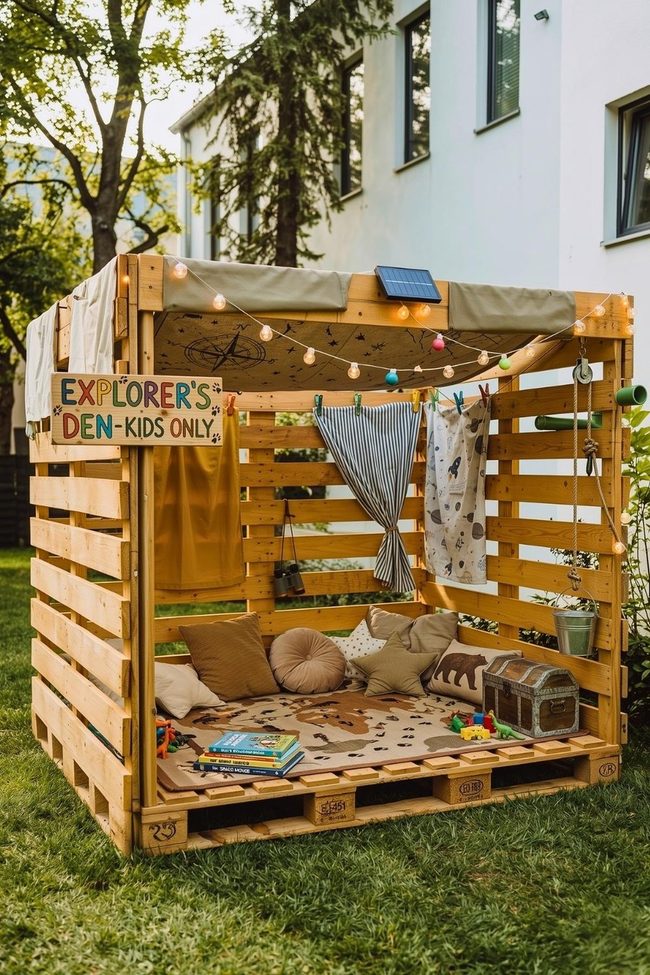 Wooden Cottage Playhouse For Backyard Kids