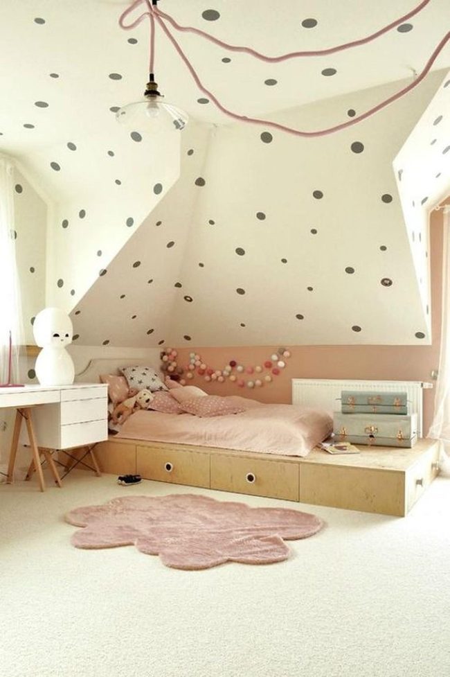 Pink Polka Dots Attic Bedroom