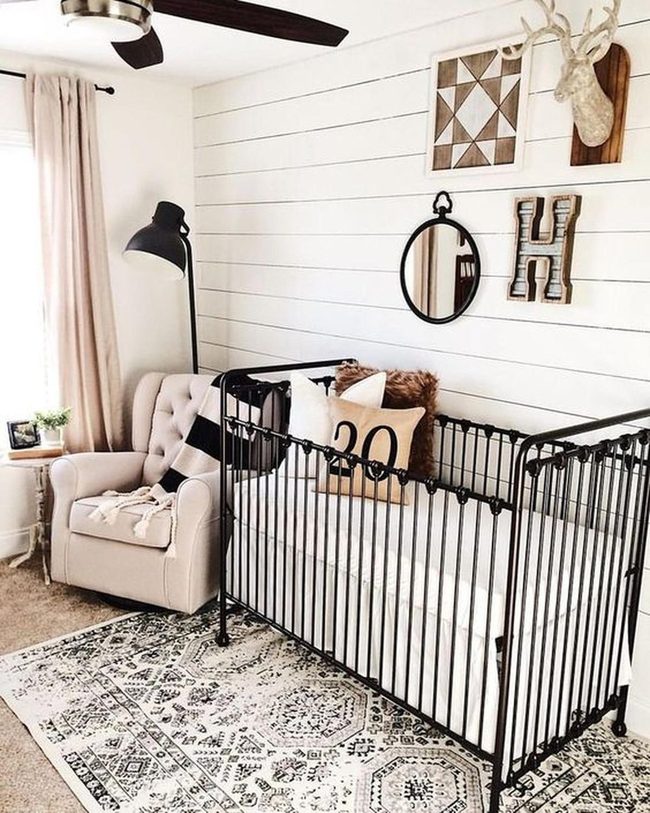 Black Metal Crib, White Walls