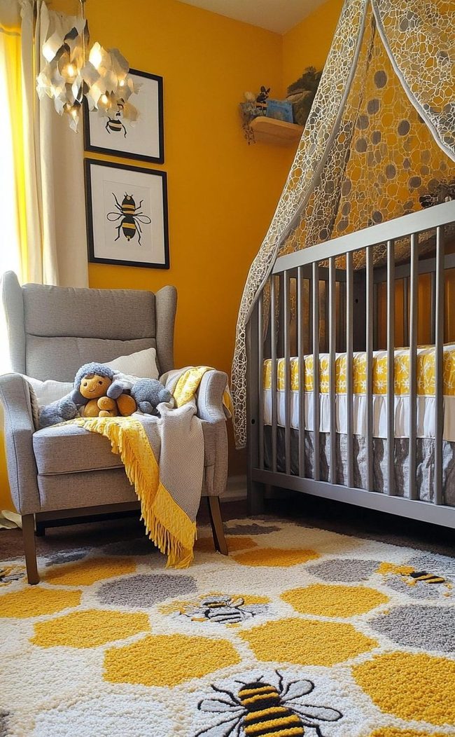 Golden Honeycomb Bee Room