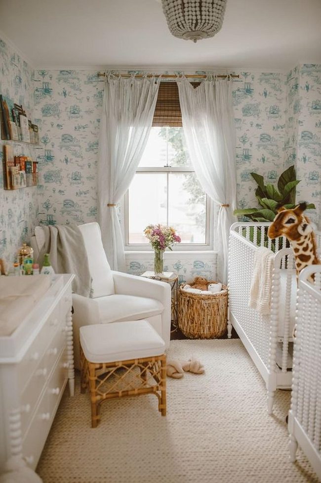 Tall Giraffe Nursery Blue