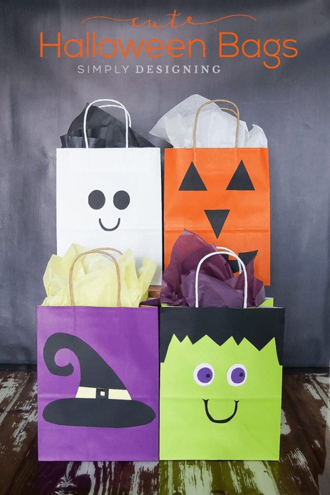 Orange Pumpkin Face Halloween Bags