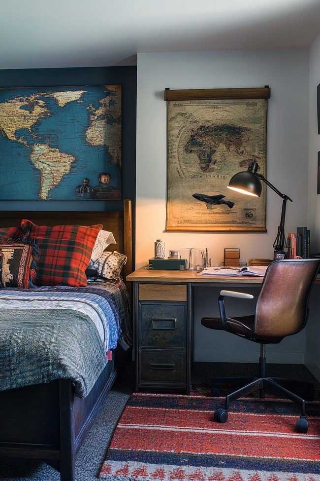 Mustard Yellow Mid-Century Teen Room