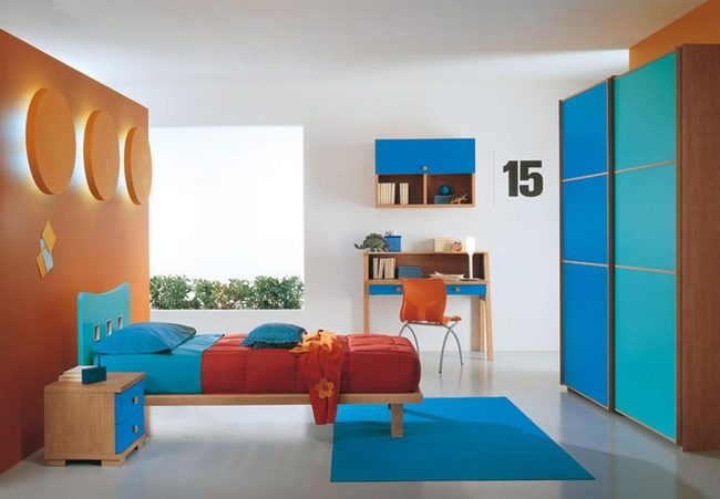 Orange And Blue Bedroom Harmony