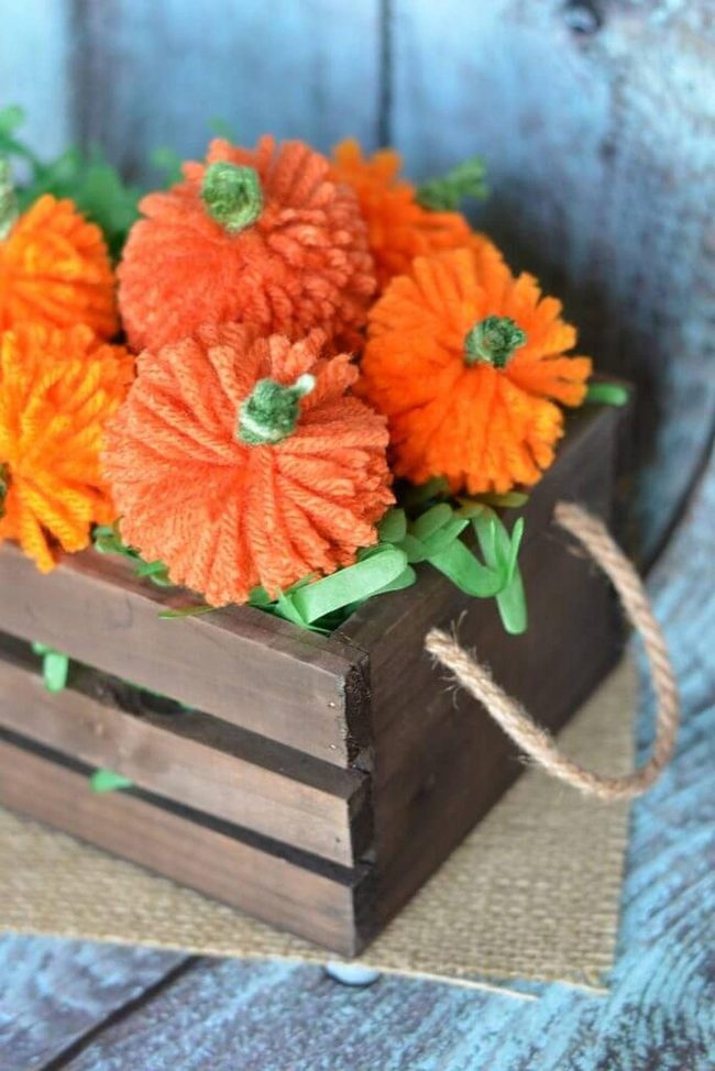 Yarn Pumpkins For Autumn Porches