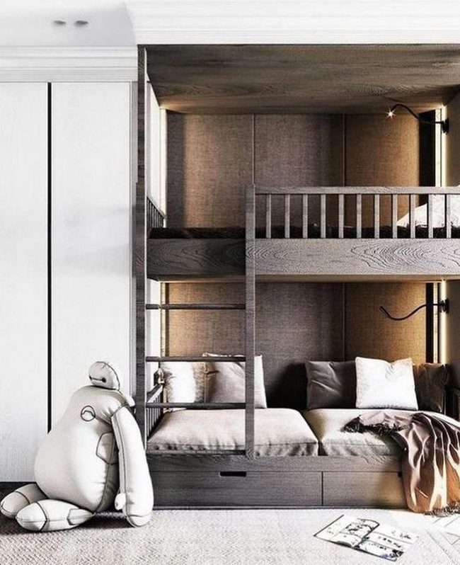 Brown Wood Bunk Beds, Bright Floors