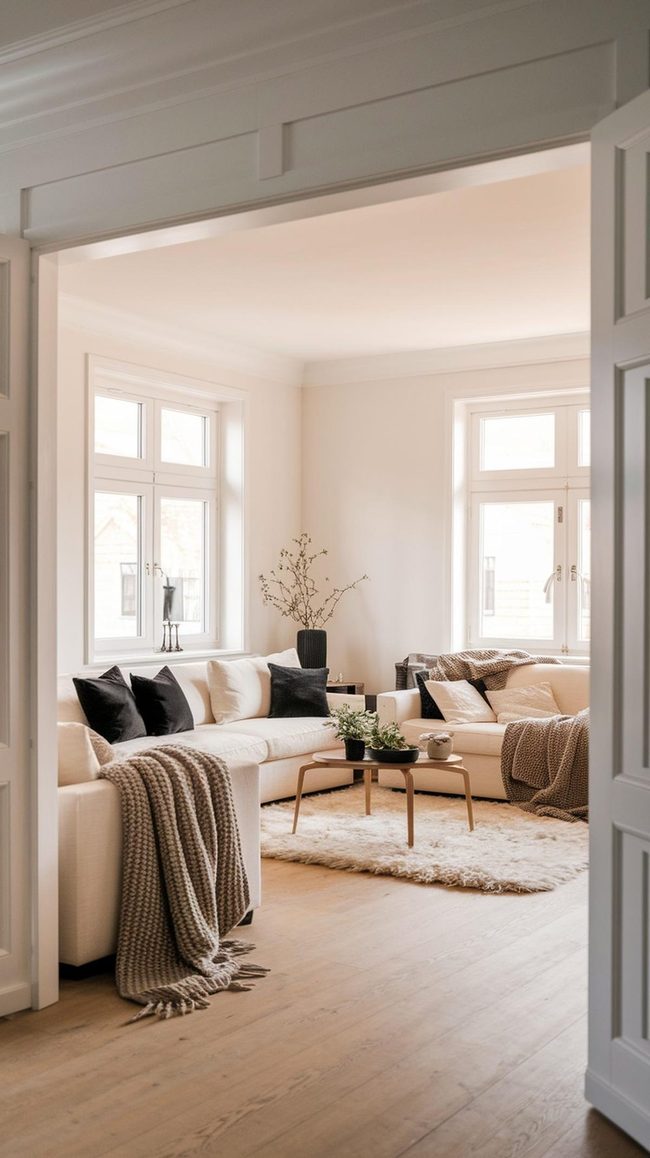 Black Furniture Against White Walls