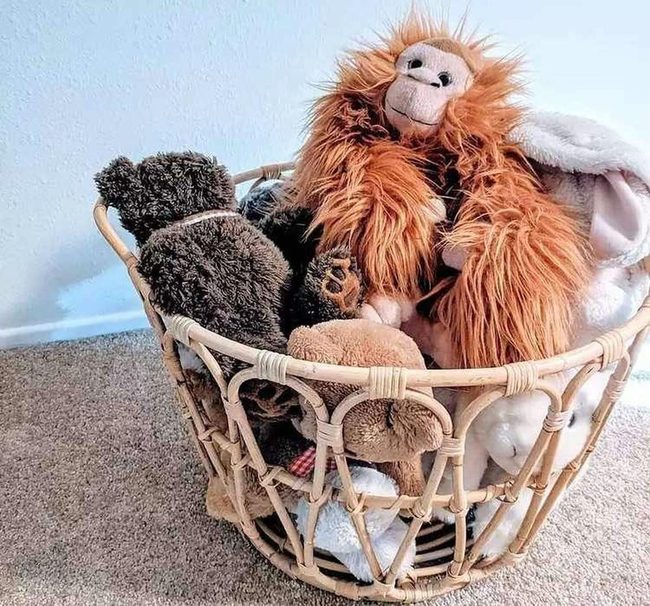 Woven Basket Stuffed Animal Storage