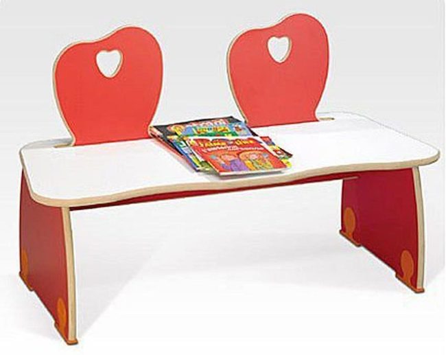 Red Chair Table With Heart Cutouts