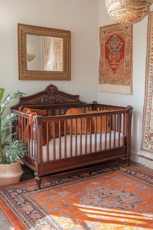 Neutral Boho Nursery With Moroccan Poufs